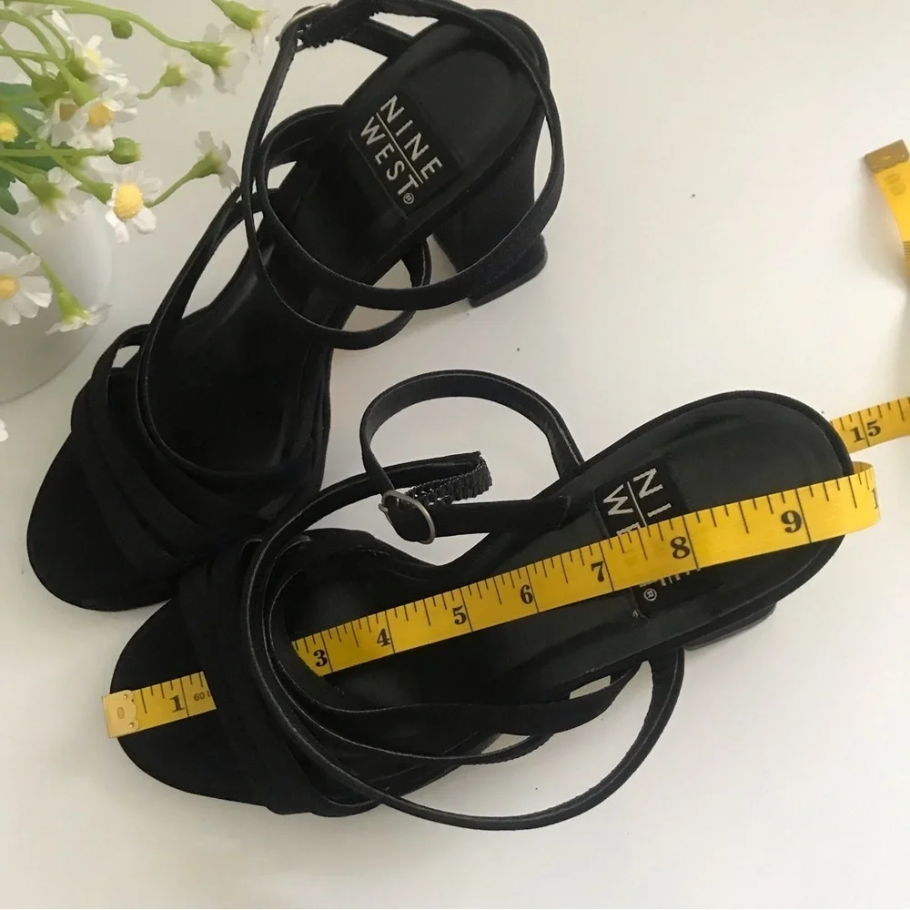 NINE WEST Womens Black Heeled Strappy Sandals Size 6.5